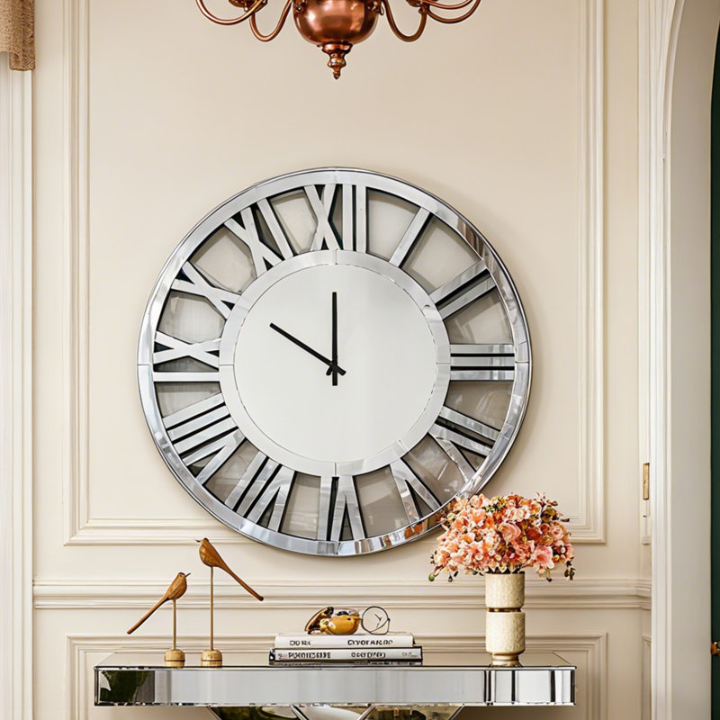 Glass Analogue Wall Clock, 59cm H x 59cm W x 3.4cm D