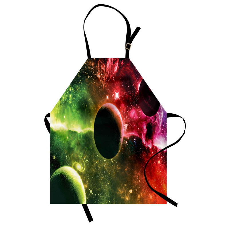 East Urban Home Space Apron Unisex, Cosmos Galaxy Nebula, Adult Size, Magenta Green