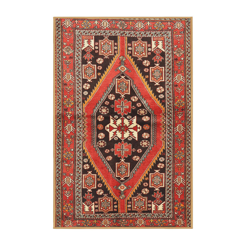 Tapis oriental orange / noir, Rectangle 5 pi x 8 pi