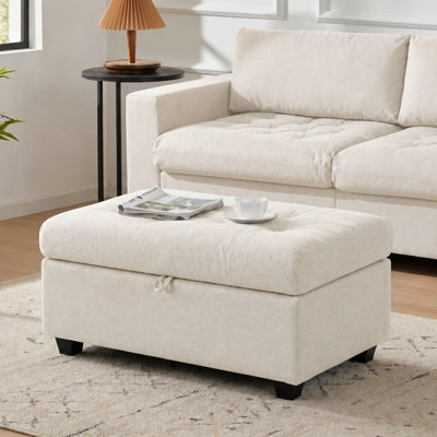 Upholstered Rectangle Ottoman with Storage
