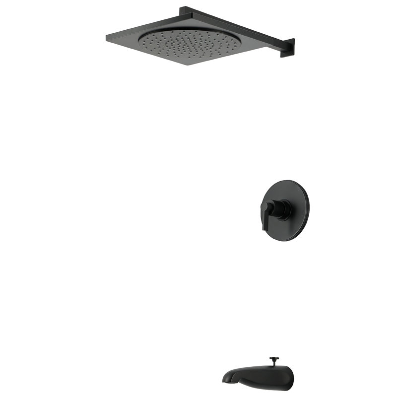 Kingston Brass NuvoFusion Single-Handle Pressure Balanced Tub and Shower Faucet, Matte Black