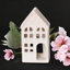 Ceramic Townhouse Tealight Candle Holder - Hand-Finished Decorative Lantern with Cut-Out Windows Starry Roof