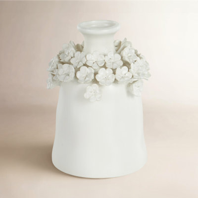 Cole And Grey Ceramic Round Decorative Vase With Narrow Opening