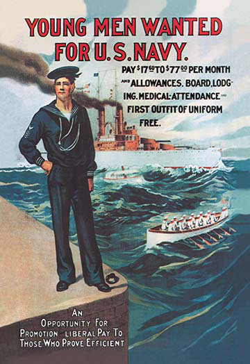 Jeunes hommes ont été désirés pour les publicités bleu marine américaines, H 42 po x l 28 po x P 1,5 po