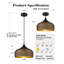 Luminaire suspendu moderne en bois de noyer à motif de dôme suspendu en métal noir mat Finition intérieure dorée Éclairage suspendu réglable pour îlot de cuisine Bureau, couloir, vestibule, chambre à coucher