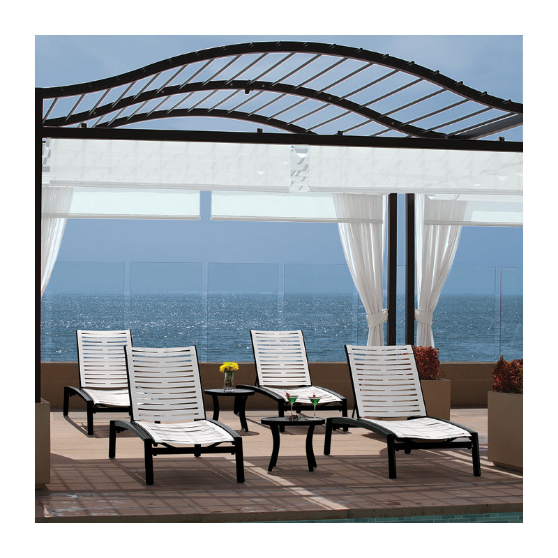 Elance EZ Span™ Outdoor Chaise Lounge, Snow Vinyl, Obsidian