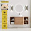Meuble-lavabo mural 48 po avec lavabo d'art en céramique et 2 tablettes de rangement, porte à fermeture en douceur, emballage KD, contreplaqué
