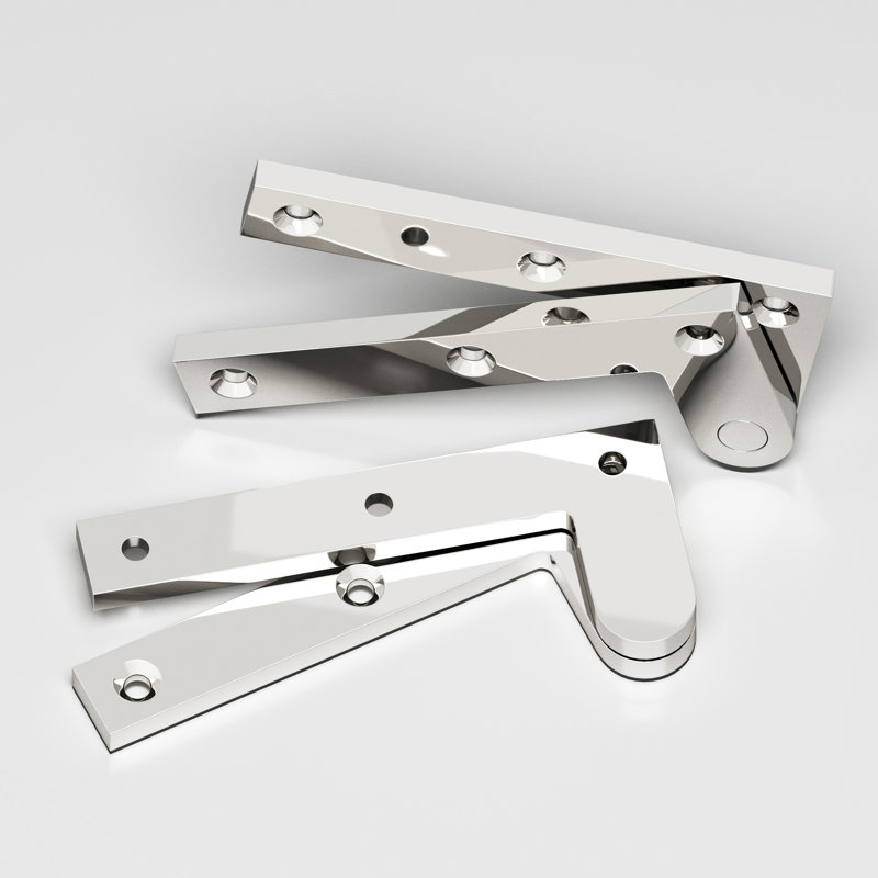 Charnière à pivot fixe, H 1,63 po x l 3,88 po, Nickel poli