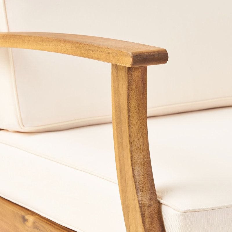 Modern Club Chair With Wood Frame Stylish Chair, Water- Seat Cushion Included, Cream