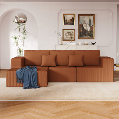 Canapé modulaire en L 108,3 po en mousse avec méridienne en L