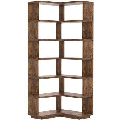 Étagère d'angle avec étagère à livres et support autoportant en forme de L pour bureau à domicile