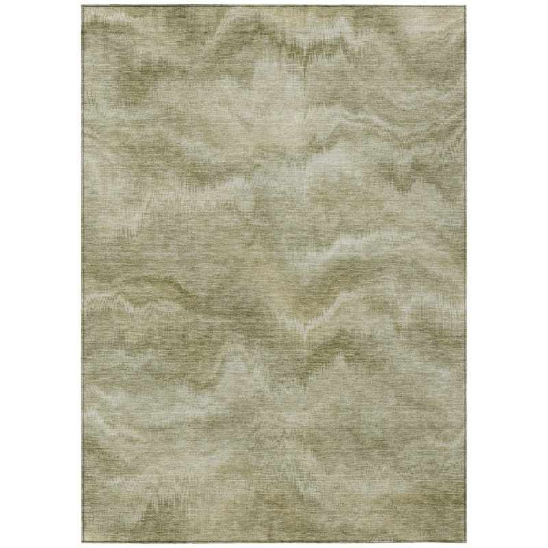 Machine Washable Indoor/Outdoor Xhevrie Sage Rug, Rectangle 10' x 14'