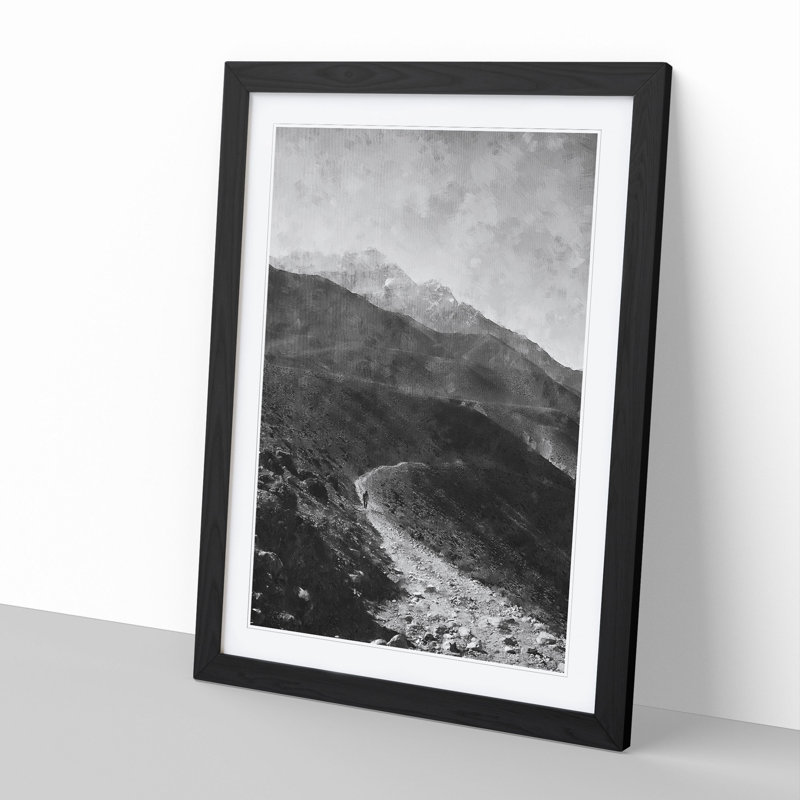 Pathway to the Mountain - Framed Print, 65cm H x 48cm W x 2cm D, Black Framed