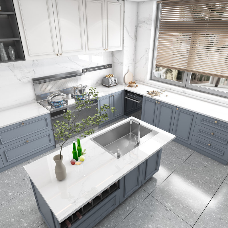 Évier de cuisine à simple cuve encastrable 33 po x 22 po avec finition en acier inoxydable 304 de calibre 18 Sinber, Silver
