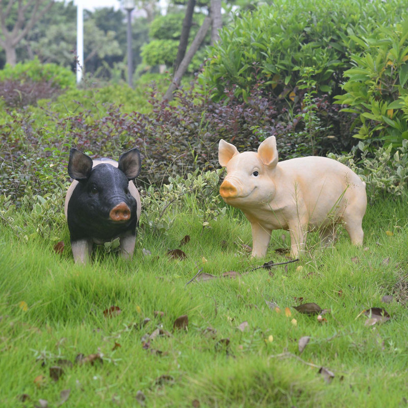 Statues de cochon de jardin en résine pour pelouse d'extérieur