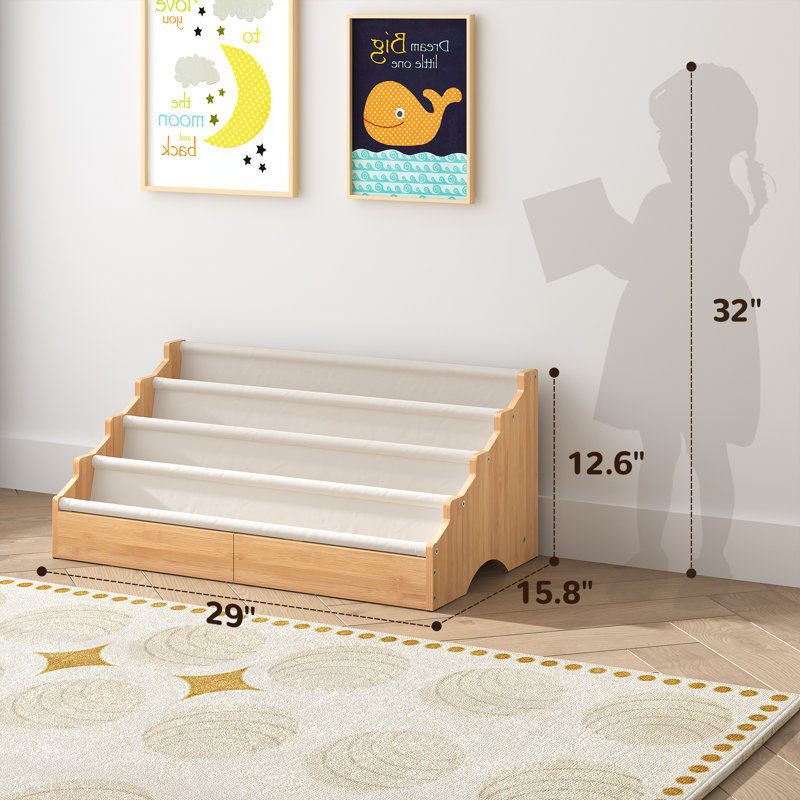 Montessori 4-Tier Bamboo Kids Bookcase