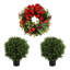 22" Holiday Wreath with Two UV Rated Boxwood Drop-Ins