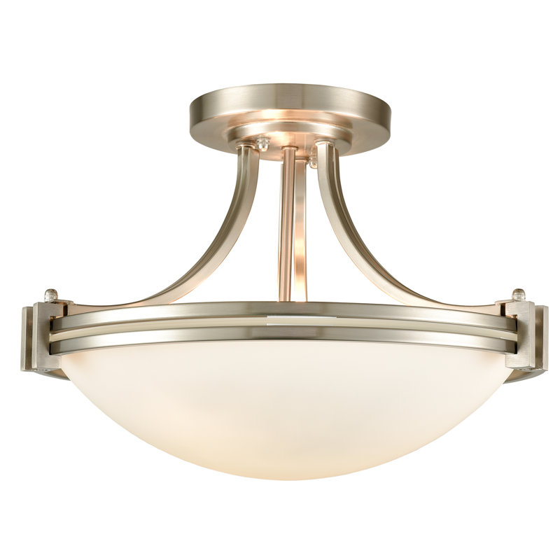 Plafonnier semi-encastré 3 lumières 16,2 po Odegaard, Nickel brossé