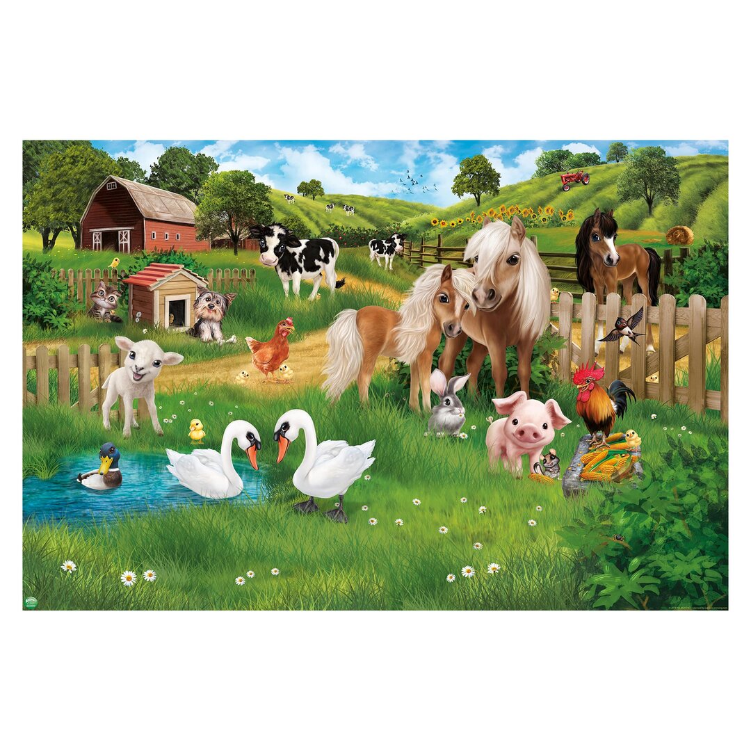 Strukturierte Fototapete Animal Club International – Animals on the Farm 3,2 m x 480 cm