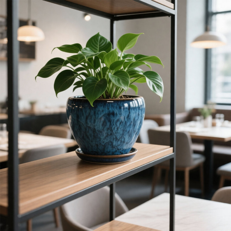 Pot à fleurs en céramique avec trou de drainage et soucoupe