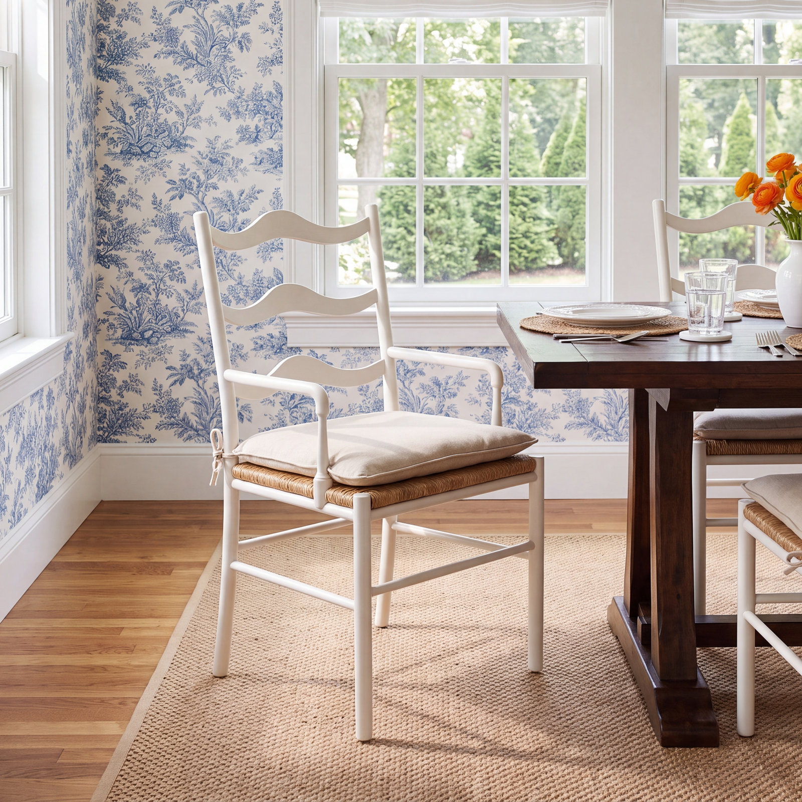 Rosalie Ladder Back Arm Chair in White