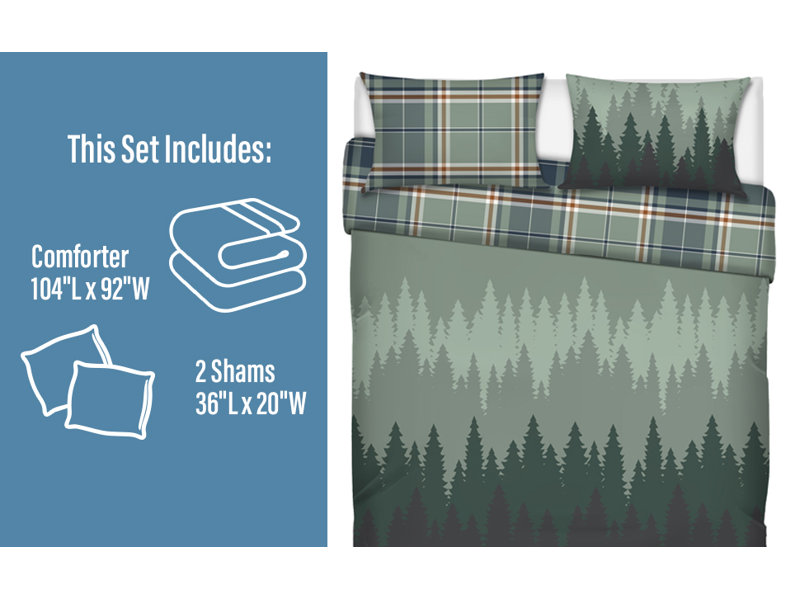 Safdie & Co. Inc. Polyester Ring Stitch Plaid Comforter Set, King Comforter + 2 King Shams