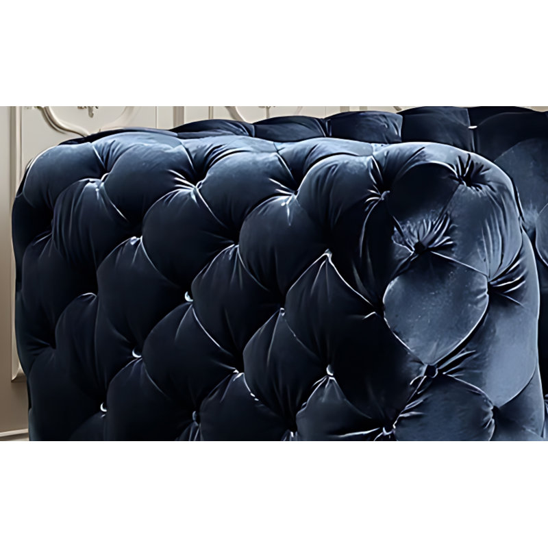 Chaise en tissu Hasnan, Tissu bleu