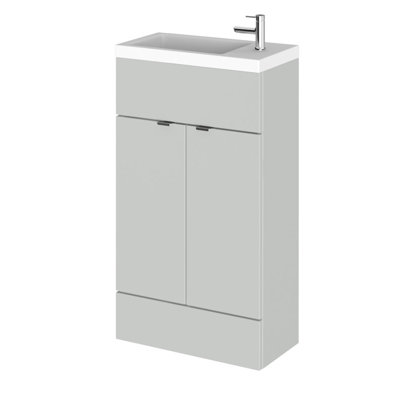 Fusion 505mm Single Bathroom Vanity with Integrated Polymarble Basin, Gloss Grey Mist