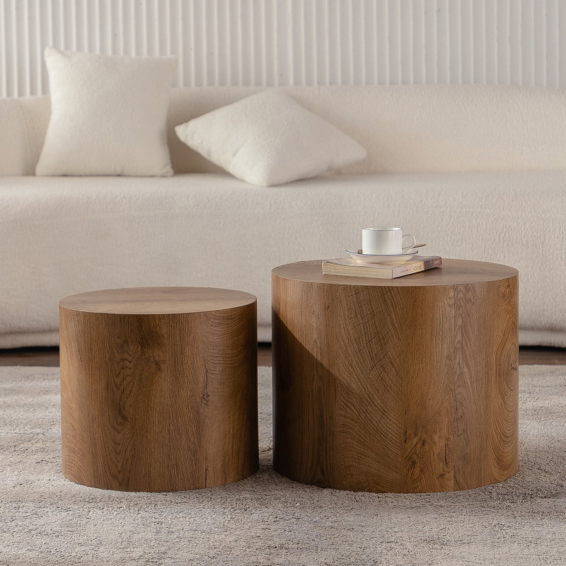 Ensemble de 2 tables basses rondes en bois Nesting, Brun