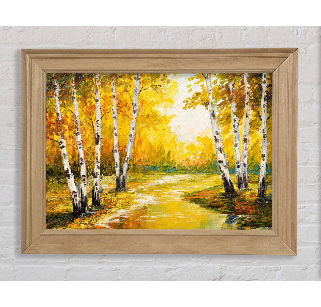 Yellow Silver Birch Walk - Einzelner Bilderrahmen Kunstdrucke