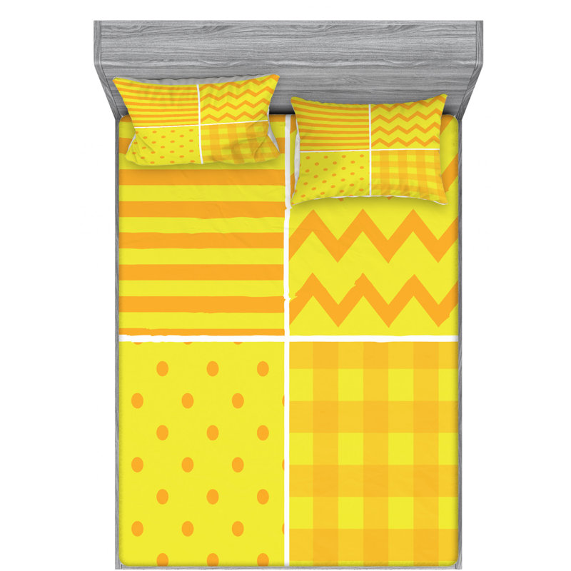 Patchwork Microfiber Patchwork Sheet Set, Queen Sheet Set + Fitted Sheet + 2 Pillowcases