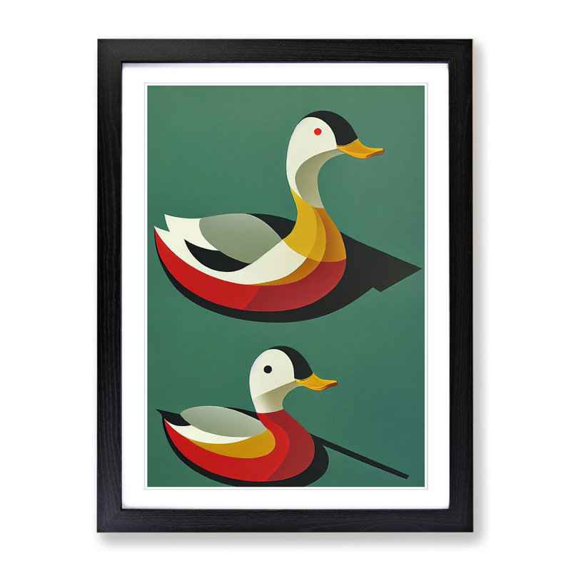 Two Ducks - Single Picture Frame Print, Black, 64cm H x 46cm W x 2cm D