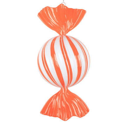 13" High-Gloss Round Swirl Candy Ornament.