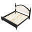 Lit plateforme très grand en bois avec tête de lit tapissier - Structure en pin classique, lattes robustes, pas de sommier tapissier, structure noire + tissu beige-1225397400-1225397405