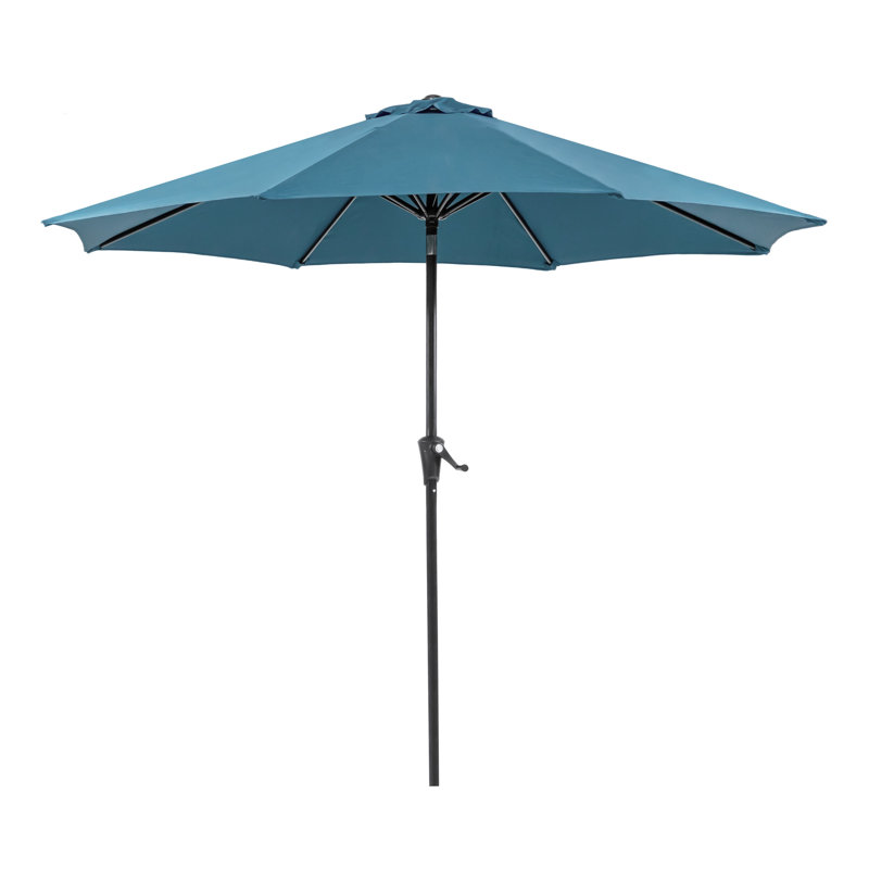 Parasol d'extérieur + base ronde 21 po, Bleu, H 94 po x l 108 po x P 108 po