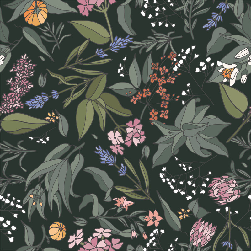 Peel & Stick Floral Tile, 2.08' W x 10.42' L