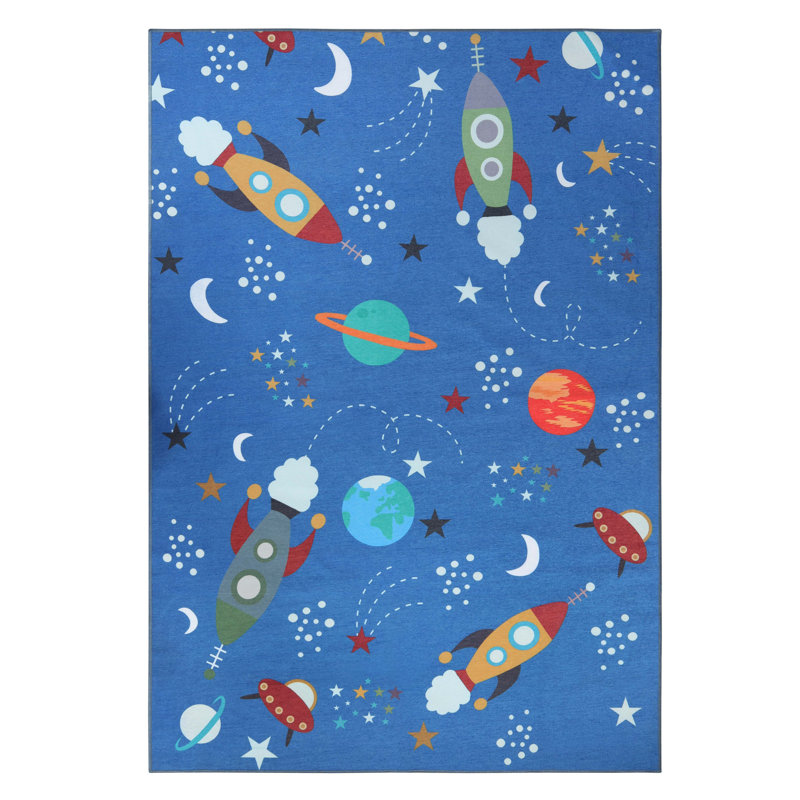 Pompey Little Flyer Power Loom 100% Polyester Kids Area Rug, Rectangle 8' x 10'