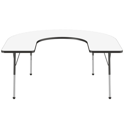 Half Moon Dry-Erase Activity Table with Adjustable Legs - White/Black