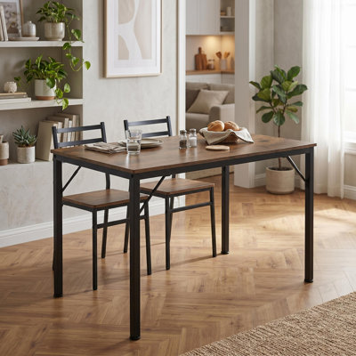 Table de salle à manger industrielle 43,3 po pour 4 personnes - Bureau de cuisine brun rustique pour la salle à manger ou le salon (table seulement)
