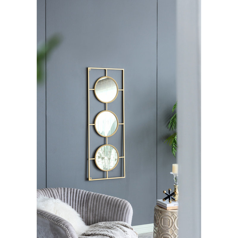 Miroir mural rectangulaire doré à 3 miroirs, décoration élégante pour chambre et salon, 43,3 x 15,7 pouces, &