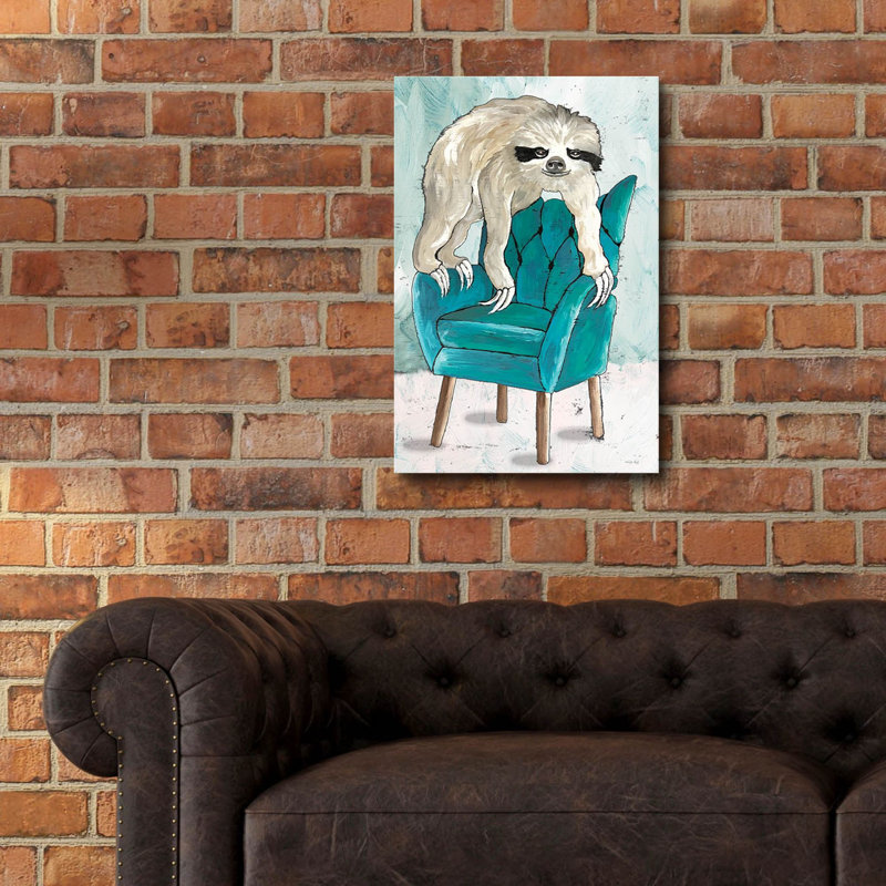  «Chill Sloth 2» par Cindy Jacobs, art mural en verre acrylique, 16 po x 24 po, H 24 po x l 16 po