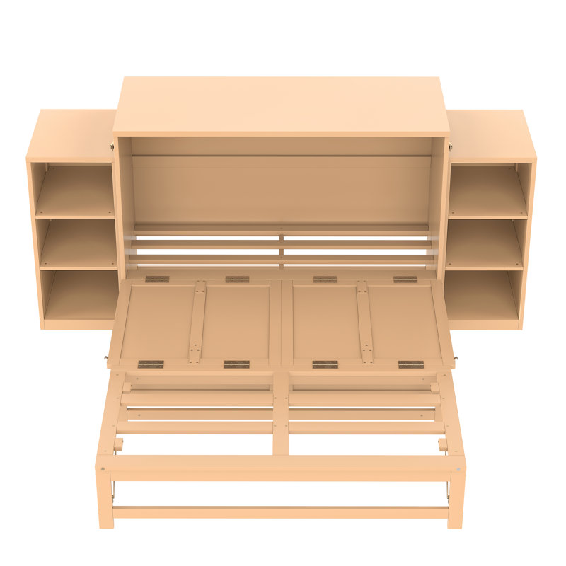 Grand lit escamotable avec tiroirs et tablettes de rangement spacieux, armoire murale peu encombrante pour chambre d'amis, bureau à domicile ou petit appartement, design minimaliste, aucun sommier tapissier nécessaire