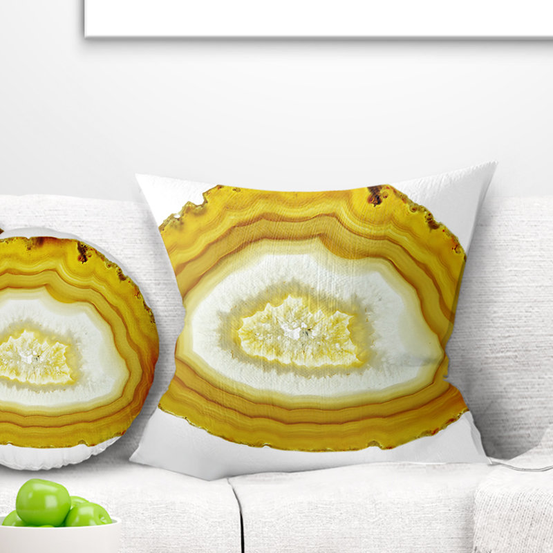  Coussin lombaire abstrait en agate abstraite avec cristal géologique, 18 po x 18 po, Coussin décoratif