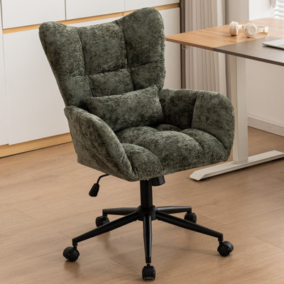 Chaise de bureau pivotante en chenille avec dossier capitonné