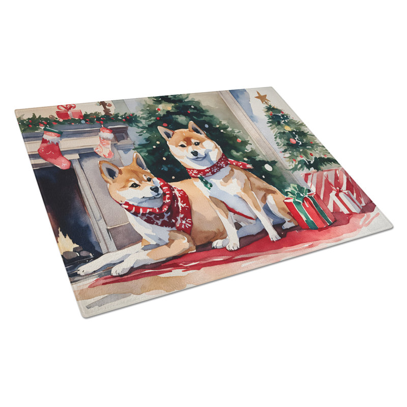 Grande planche à découper en verre Shiba Inu