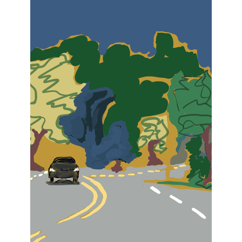 Pacific Palisades par Deborah Blum - Peinture, Toile avec cadre noir, H 32 po x l 24 po