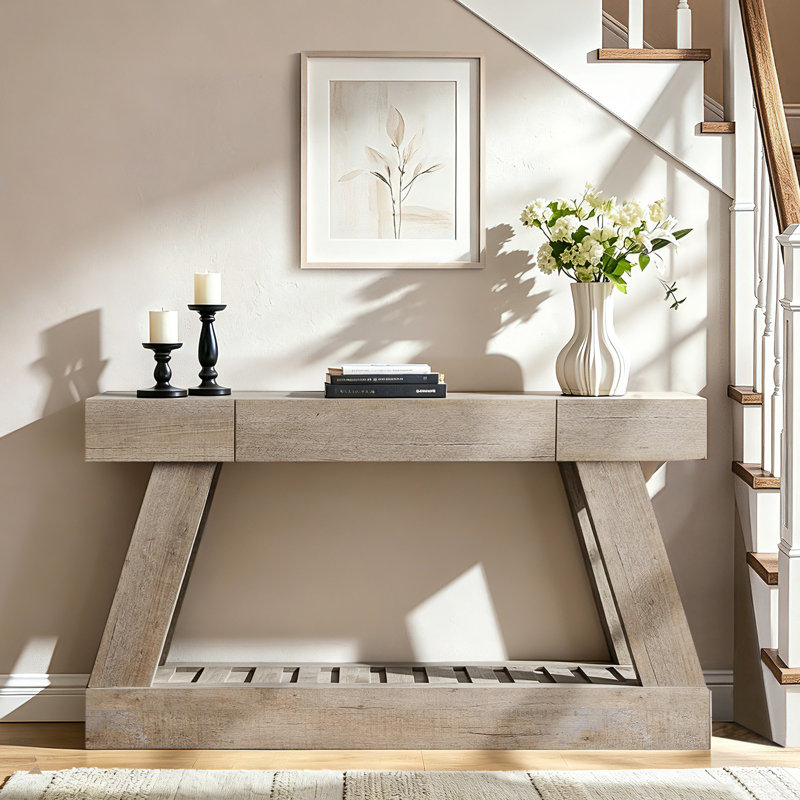Console de style campagnard 60 po avec tiroirs pour le couloir du salon comme table d'entrée et table de canapé