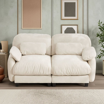 Canapé moderne à deux places en chenille avec coussins lombaires, canapé rembourré à coussins profonds pour salon