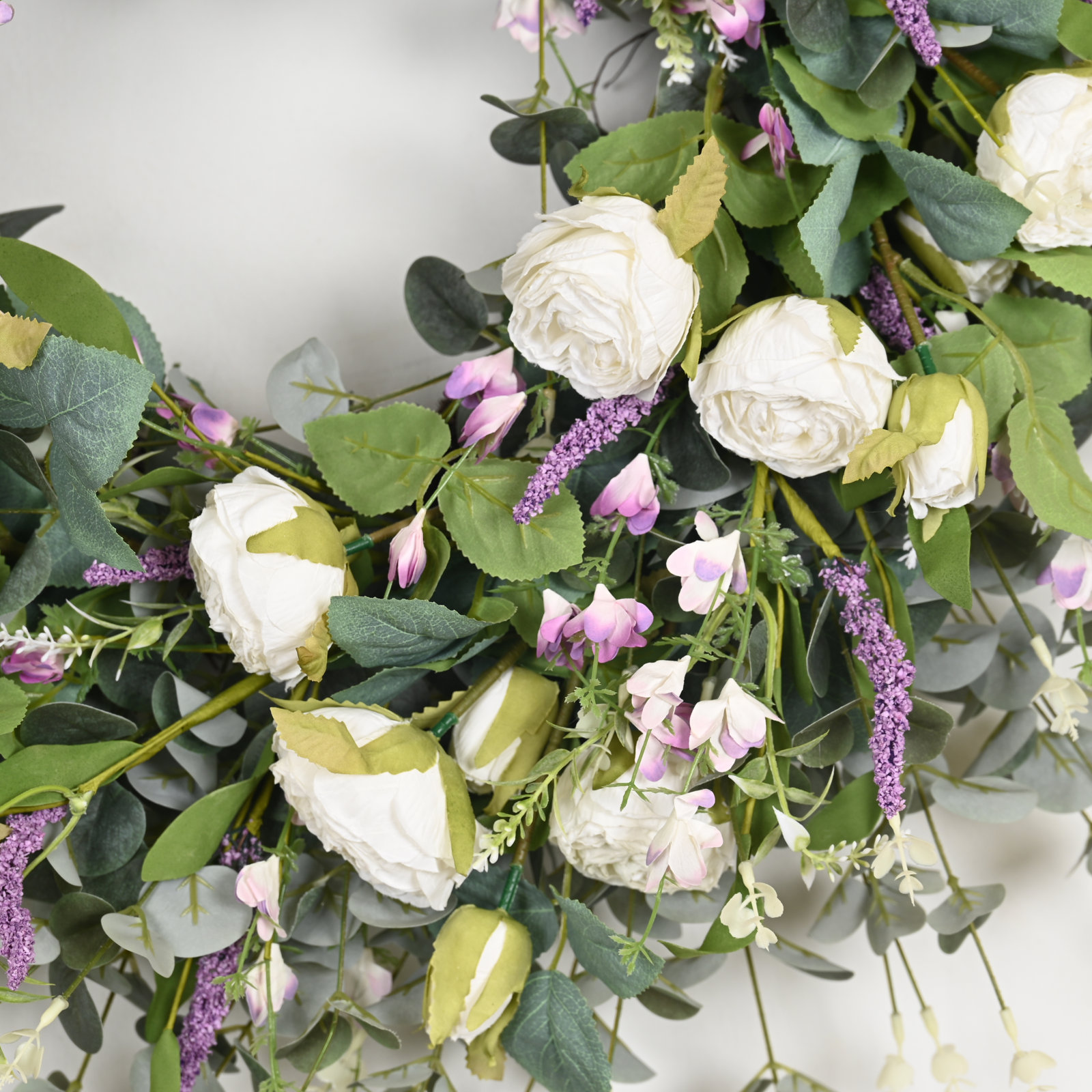 28" Handcrafted Eucalyptus Rose No Holiday Wreath