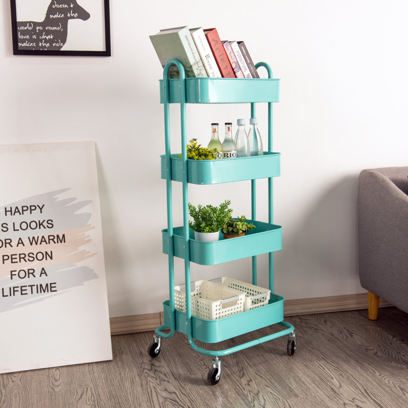 42.9'' H x 17.7'' W Utility Cart with Wheels, Blue